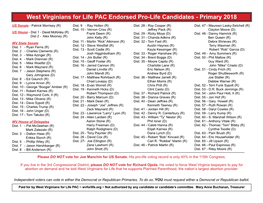 West Virginians for Life PAC Endorsed Pro-Life Candidates - Primary 2018