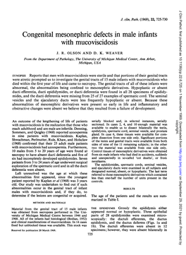 Congenital Mesonephric Defects in Male Infants with Mucoviscidosis