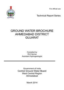 Ground Water Brochure Ahmedabad District Gujarat