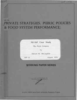 Private Strategies, Public Policies & Food System