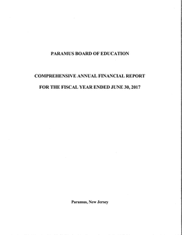 Paramus Board of Education Comprehensive Annual Financial
