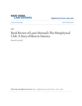 Book Review of Louis Menand's The