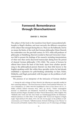 Foreword: Remembrance Through Disenchantment