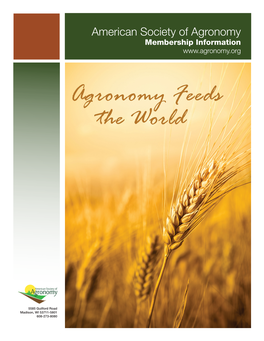 Agronomy Feeds the World