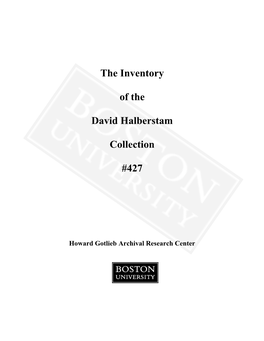 The Inventory of the David Halberstam Collection #427