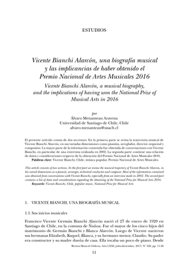 Vicente Bianchi Alarcón, Una Biografía Musical Y Las Implicancias De