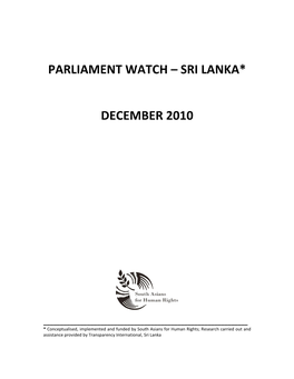 Parliament Watch – Sri Lanka*