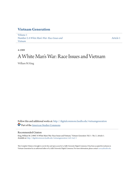 A White Man's War: Race Issues and Vietnam William M