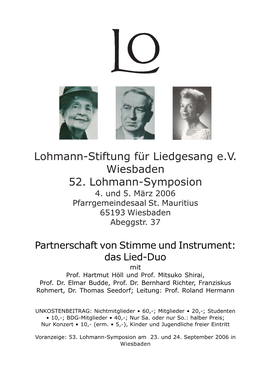 52. Lohmann-Symposion 1