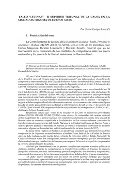 El SUPERIOR TRIBUNAL DE LA CAUSA EN LA CIUDAD AUTONOMA DE BUENOS AIRES