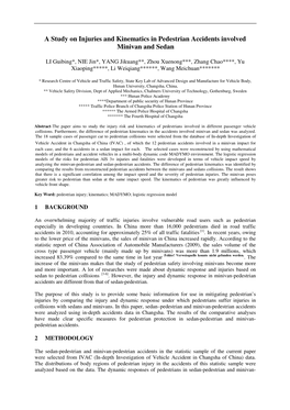 A Study on Injuries and Kinematics in Pedestrian Accidents Involved Minivan and Sedan