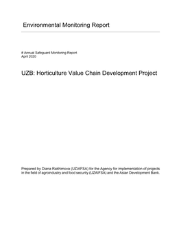 Environmental Monitoring Report UZB: Horticulture Value Chain