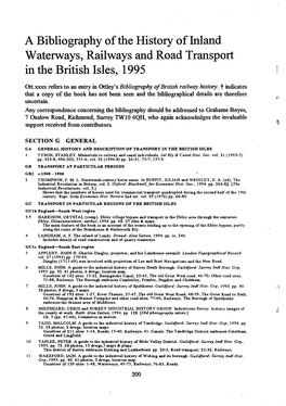 A Bibliography of the History of Inland Waterways, Railways and Road Transport in the British Isles, 1995
