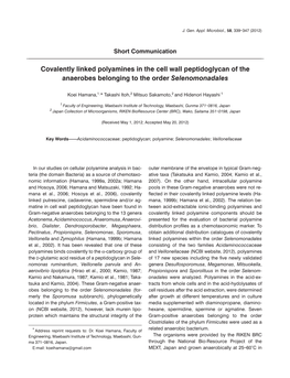 Covalently Linked Polyamines in the Cell Wall Peptidoglycan of the Anaerobes Belonging to the Order Selenomonadales