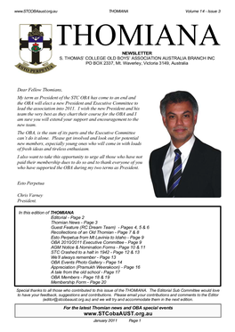 Thomiana Newsletter Jan 2011