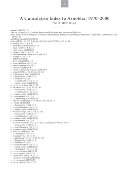 A Cumulative Index to Arnoldia, 1970–2000 VOLUMES 30–60