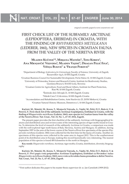 First Check List of the Subfamily Arctiinae (Lepidoptera, Erebidae) In