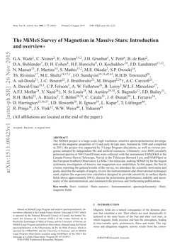 The Mimes Survey of Magnetism in Massive Stars: Introduction And