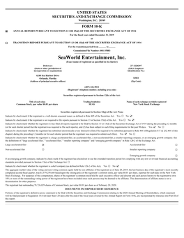 Seaworld Entertainment, Inc. (Exact Name of Registrant As Specified in Its Charter)