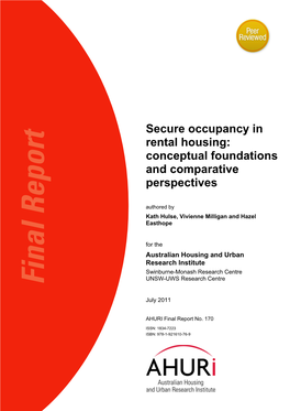 Secure Occupancy in Rental Housing: Conceptual Foundations And