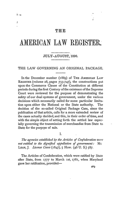 The Law Governing an Original Package