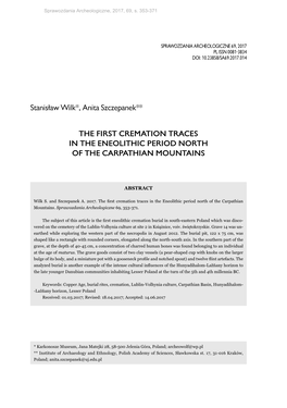The First Cremation Traces in the Eneolithic Period North of the Carpathian Mountains