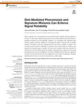 Diet-Mediated Pheromones and Signature Mixtures Can Enforce Signal Reliability