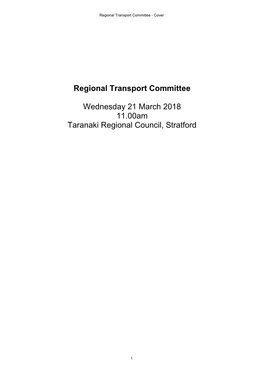 Regional Transport Committee Wednesday 21 March 2018 11.00Am Taranaki Regional Council, Stratford