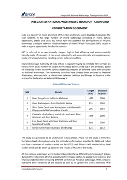 Consultation Document on National Waterway Grid