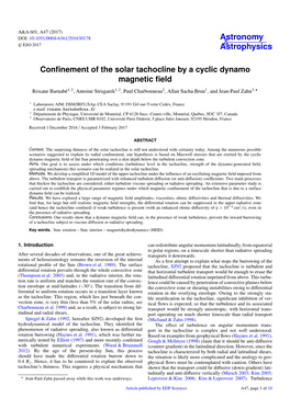 Confinement of the Solar Tachocline by a Cyclic Dynamo Magnetic Field