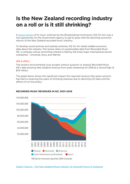 Is the New Zealand Recording Industry on a Roll Or Is It Still Shrinking?