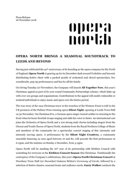 Press Releases Opera North Brings a Seasonal Soundtrack to Leeds And