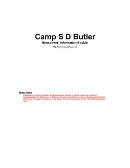 Camp S D Butler Newcomers’ Information Booklet