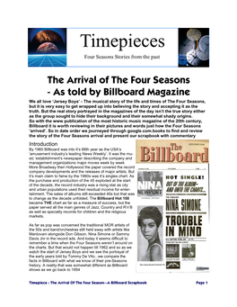 Timepieces Four Seasons Stories from the Past