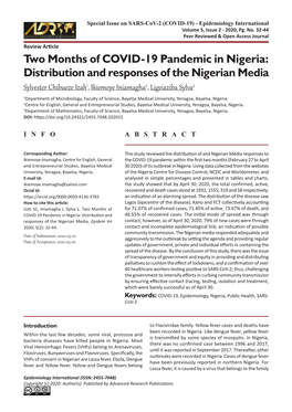 Two Months of COVID-19 Pandemic in Nigeria