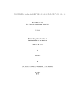 Constructing Social Bandits: the Saga of Sontag and Evans, 1889-1911