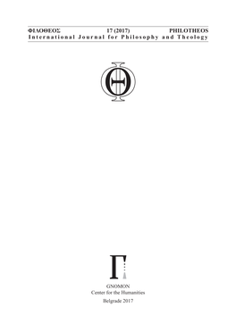 ΦΙΛΟΘΕΟΣ 17 (2017) PHILOTHEOS I N T E R N a T I O N a L J O U R N a L F O R P H I L O S O P H Y a N D T H