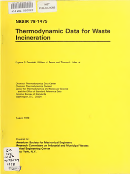 Thermodynamic Data Waste Incineration