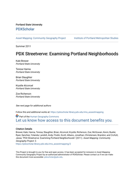 PDX Streetverve: Examining Portland Neighborhoods