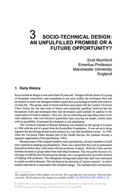 3 Socio·Technical Design: an Unfulfilled Promise Or a Future Opportunity?