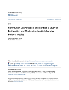 Community, Conversation, and Conflict: a Study of Deliberation and Moderation in a Collaborative Political Weblog