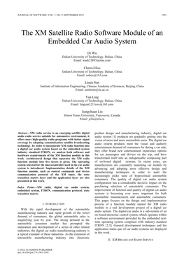 The XM Satellite Radio Software Module of an Embedded Car Audio System