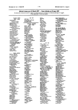 Infected Areas As on 12 March 1987 — Zones Infectées Au 12 Mars 1987