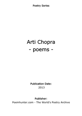 Arti Chopra - Poems