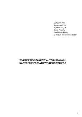 Wykaz Przystanków Autobusowych Na Terenie Powiatu Wejherowskiego