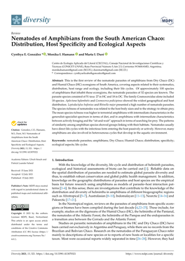 Nematodes of Amphibians from the South American Chaco: Distribution, Host Speciﬁcity and Ecological Aspects