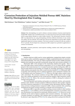 Corrosion Protection of Injection Molded Porous 440C Stainless Steel by Electroplated Zinc Coating