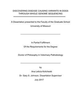 Discovering Disease Causing Variants in Dogs Through Whole Genome Sequencing