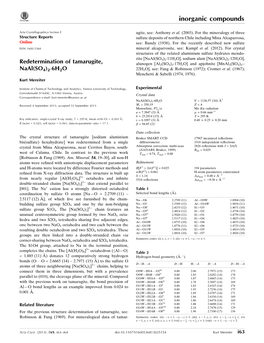 Redetermination of Tamarugite, Naal (SO4) 2· 6H2O