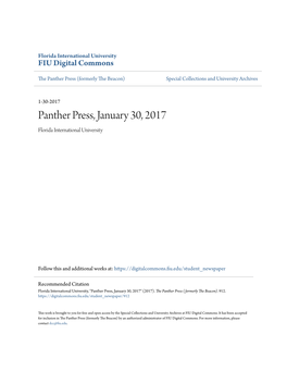 Panther Press, January 30, 2017 Florida International University